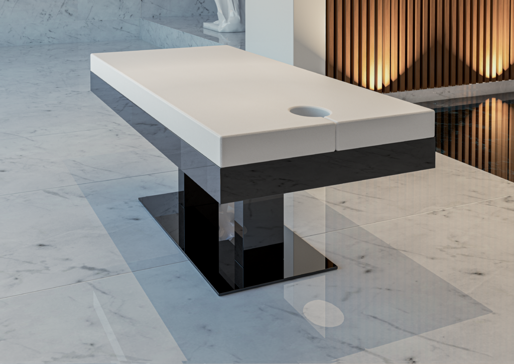 Pearl Lettino da massaggio con struttura in acciaio inox laccato nero opaco